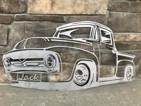 56 Ford Pickup Truck Metal Wall Art - Personalizable