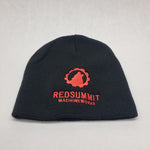 Red Summit Swag, Red Summit Beanie, Red Summit logo in red embroidered on soft knit black beanie.